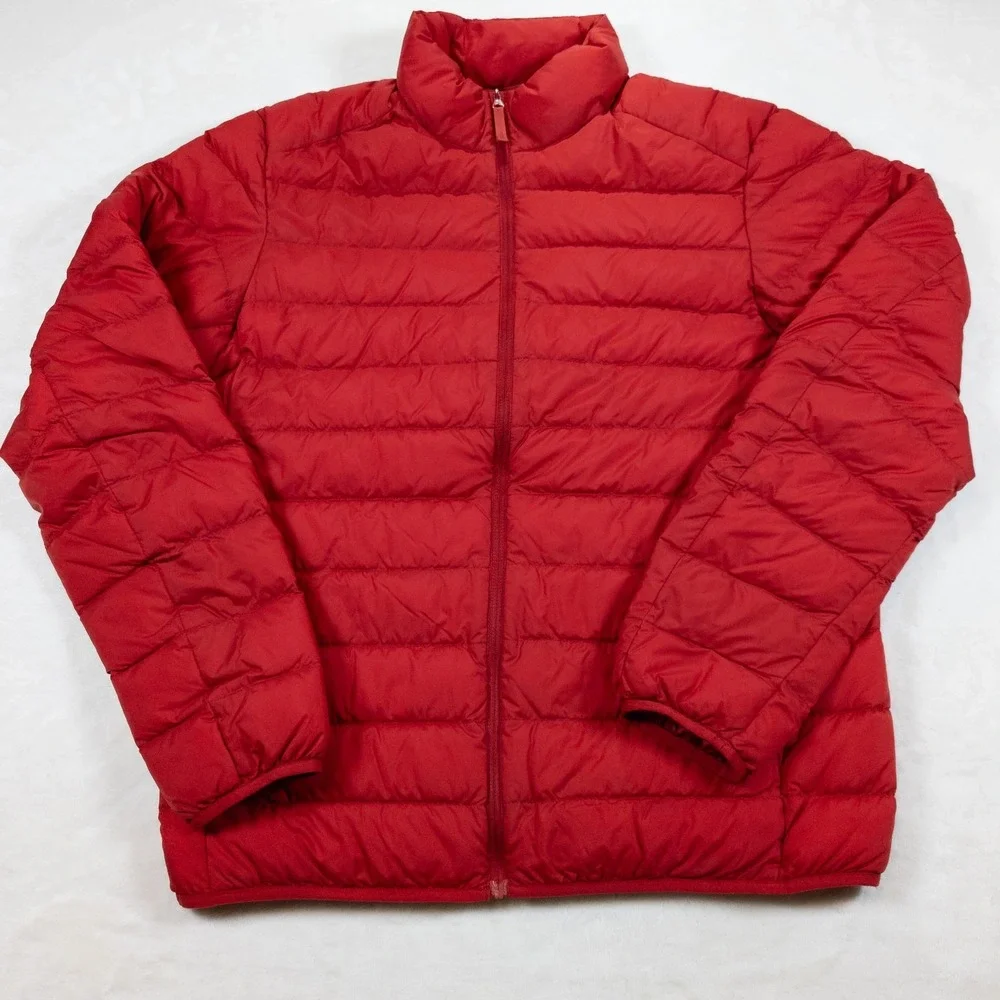 LOT 2 Uniqlo Ultra Light Down Filled Jacket Mens S Red Green Full Zip Puffer